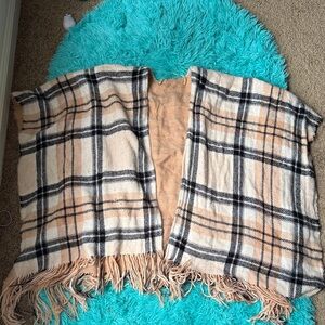 Plaid Fringe Shawl